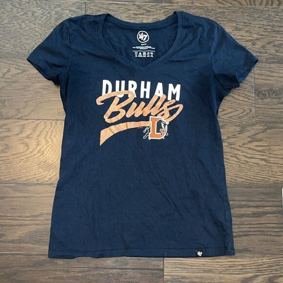 Women’s Bull Durham Bulls baseball Blue ladies model sexy low scoop cap sleeve - Picture 1 of 4